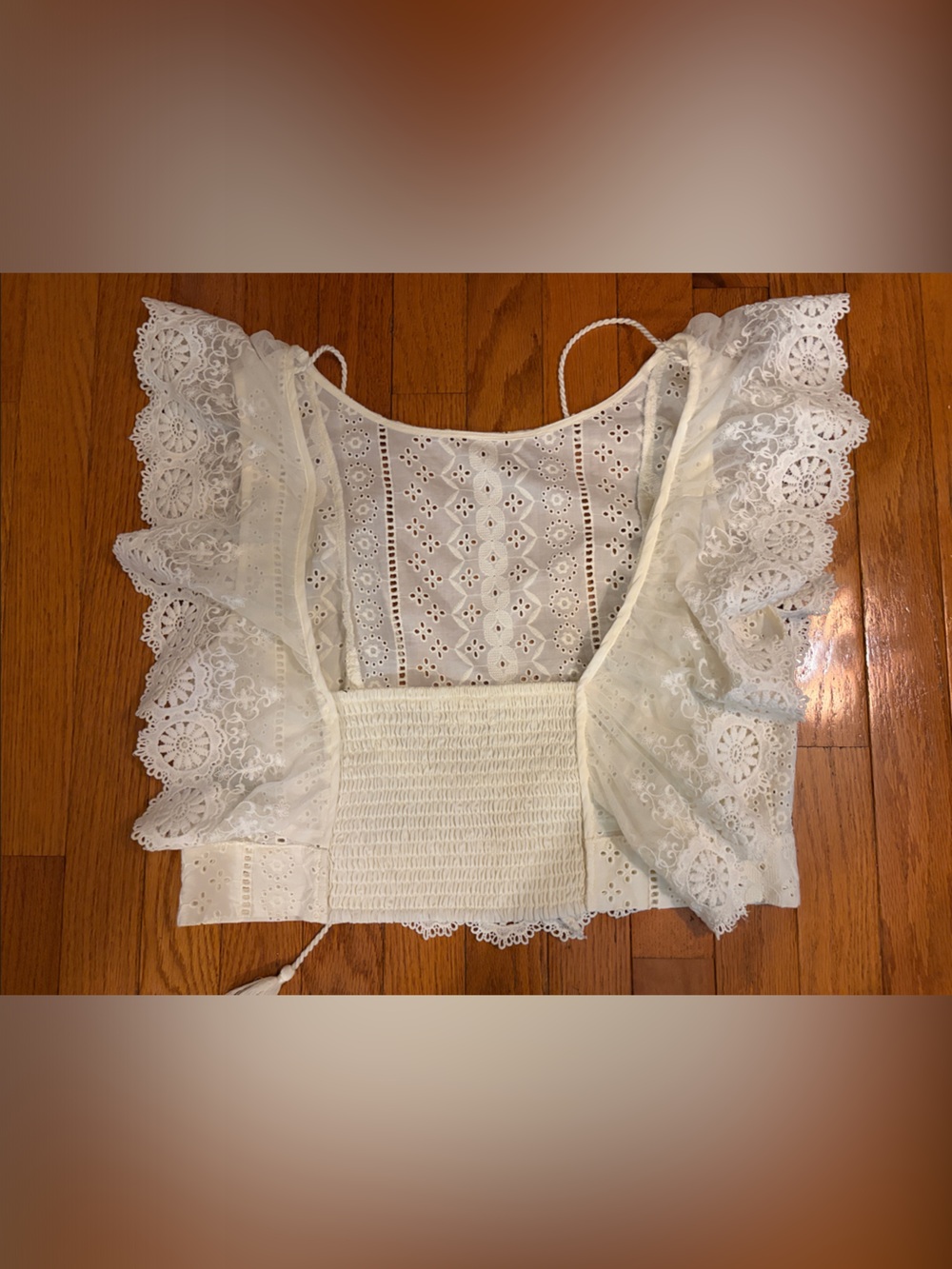 Altar'd State White Eyelet Lace Flutter Sleeve Top - Picture 3 of 6